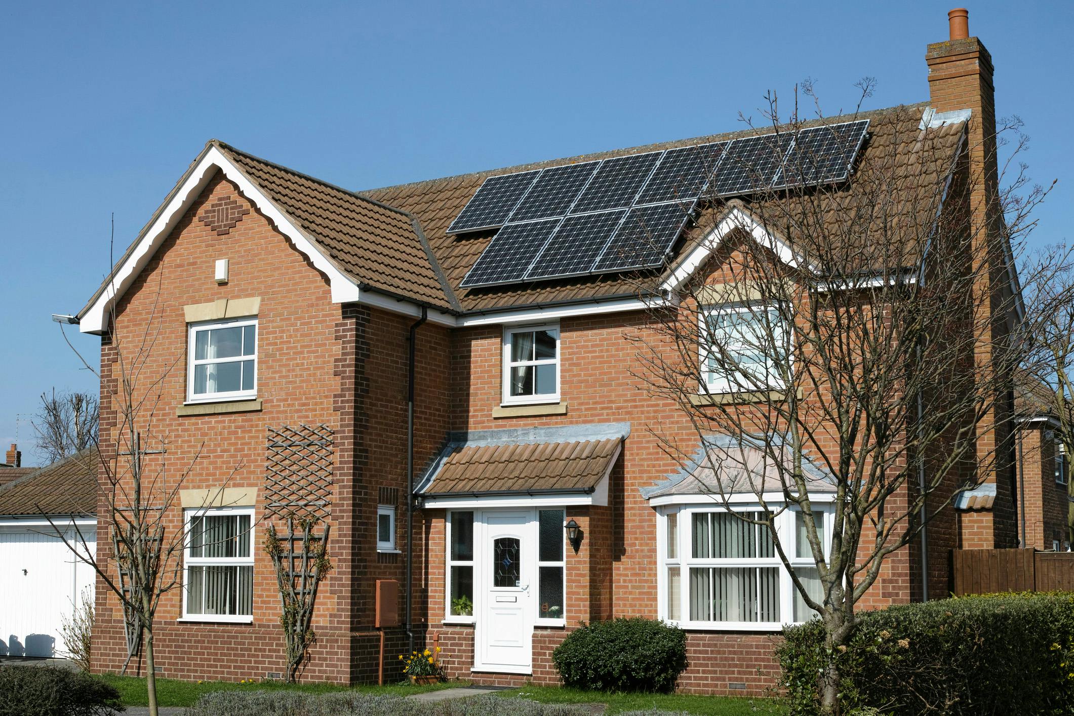 House with solar pv panels on roof